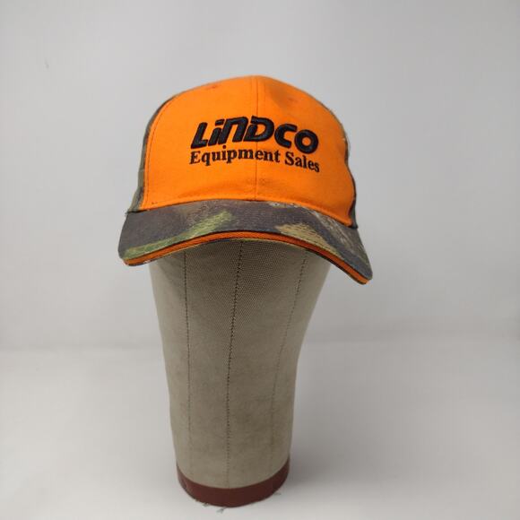 Lindco Equipment Orange & Camo Strapback Hat Embroidered Spell Out Logo - Picture 2 of 12